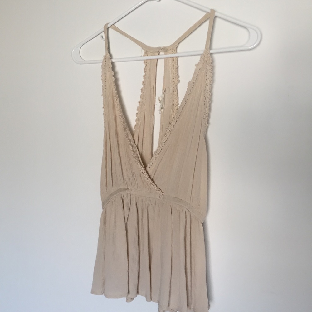 LA Hearts Cream Embroidered Tanktop